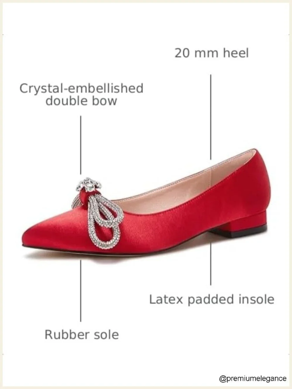 Women's Ballet Flats Double Bow Pointed Toe Slip On Ballerina Shoes